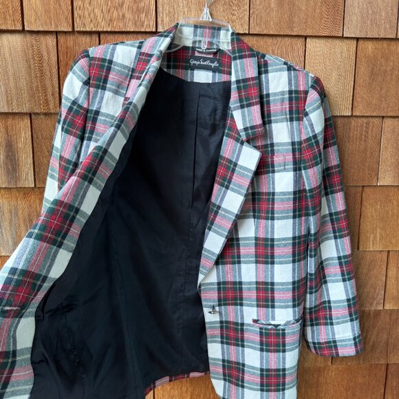 VTG Giorgio Sant Angelo 100% Wool Single Button Red Plaid Blazer in Women's 12 - Picture 4 of 9